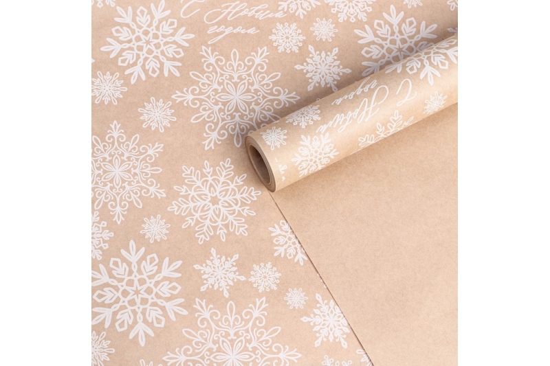 Бумага крафтовая в рулоне «Снежинки», 0.68 × 7 м